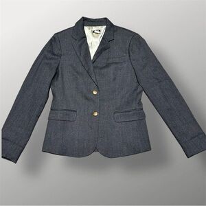 J.Crew Wool Blazer Womens 6 Gray Gold Button Lined Preppy Career Jacket